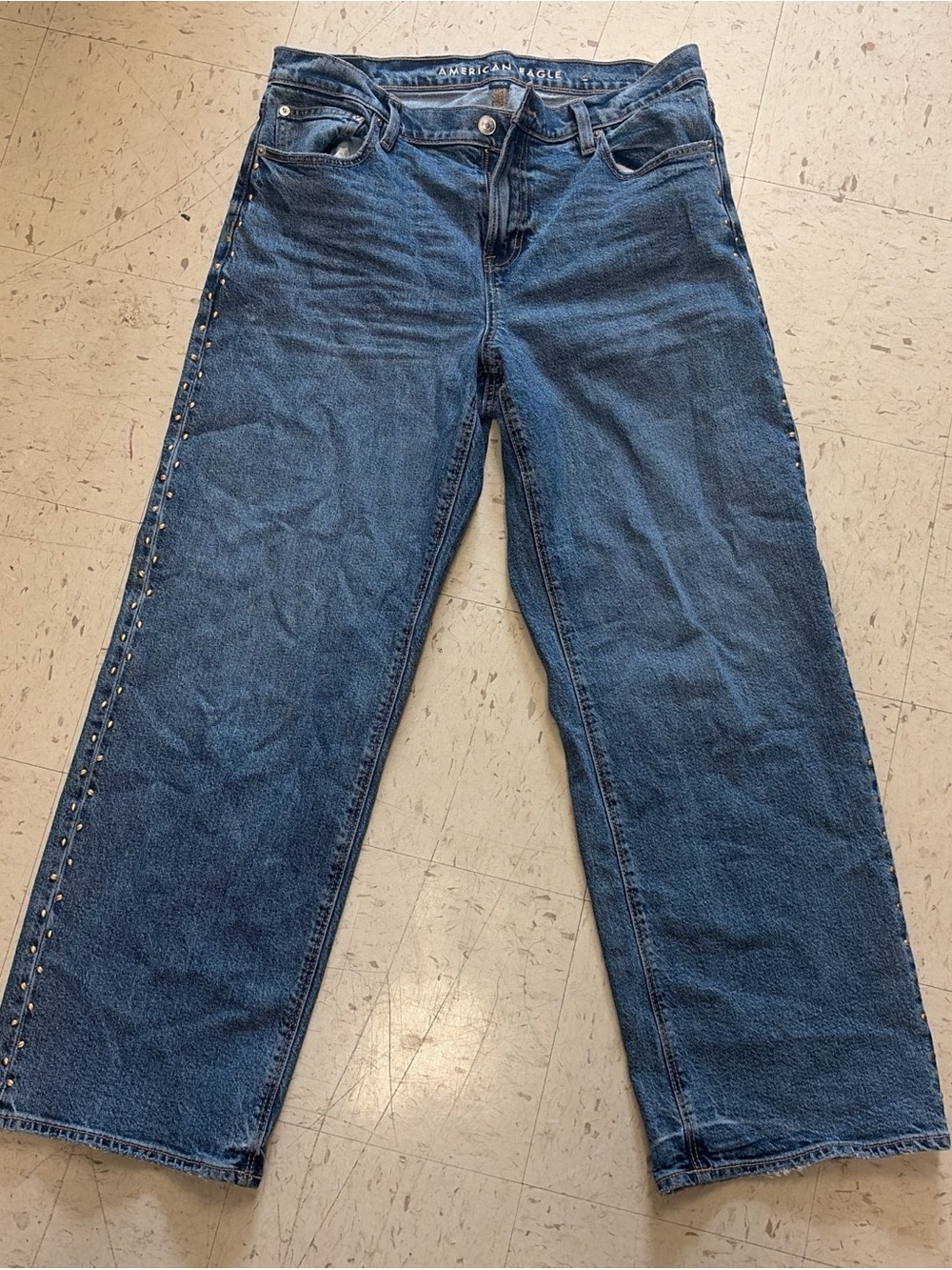 American Eagle Dark Wash Studded Side Jeans